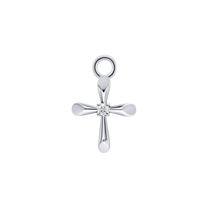 Diamond Charm Earrings Cross S137-DPS0464