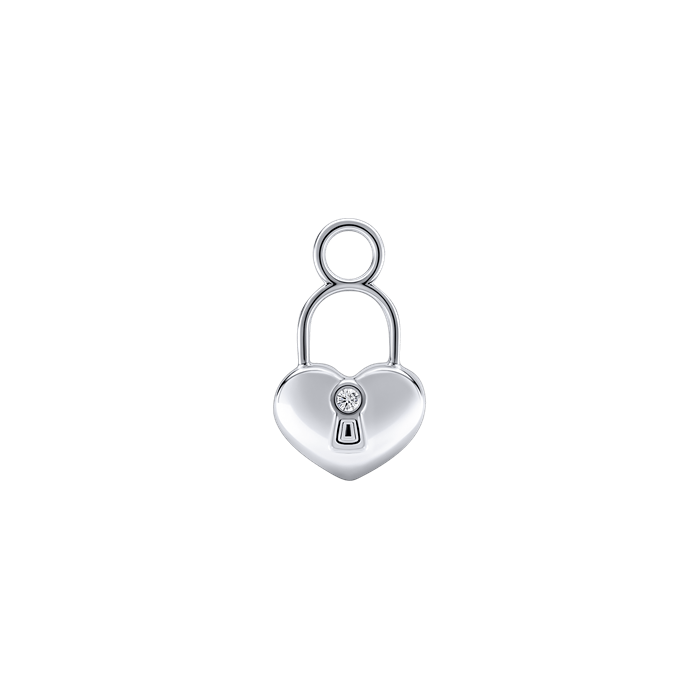 Diamond Charm Earrings Heart Lock S151-DPS0486