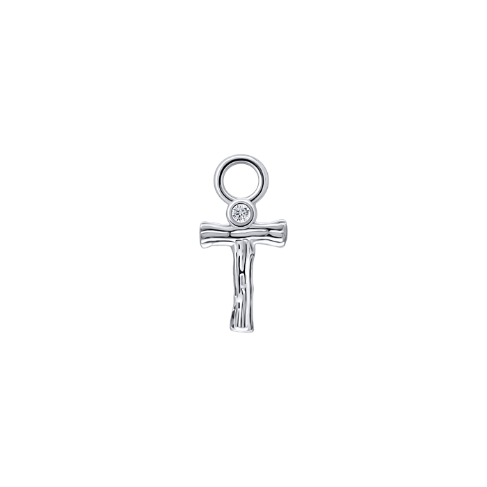 Diamond Charm Earrings Alphabet S148-DPS0470-T